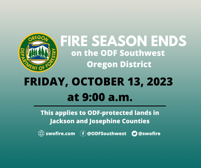 graphic: The 2023 fire season has ended October 13th at 9 am